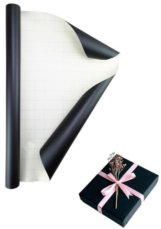 Papier cadeau mat brillant, rouleau de papier cadeau métallique mat pour Noël, anniversaires, Pâques et toutes les occasions festives (Noir, 43 cm * 3 m)