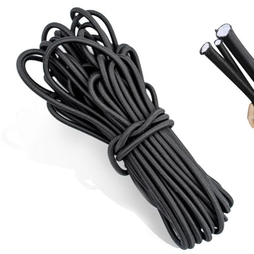 4 mm x 10 m Tendeur Elastique Noir Cordon Corde Elastique pour Bache Sangle Résistant Sandow,Corde Extensible en Caoutchouc, Corde Elastique Corde D'extension pour Camping