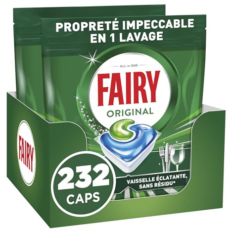 Fairy Original All In One Dishwasher Tablets, Regular, 232 Tablets, Effective Even On Dried-On Grease