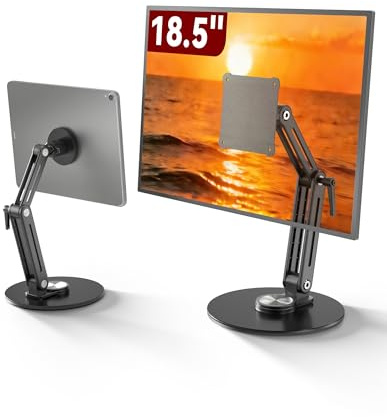 Jakeko Magnetic Portable Monitor Stand 15.6 - VESA Mount 75mm 13.3 14.1 15.6 17.3 18.5 inch Screen for Desk Adjustable Foldable 360° Swivel Tool-Free