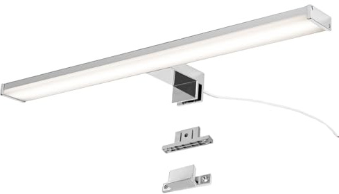 Alpinaluz LED-vägglampa för badrumsspegel – neutralt vitt ljus 4 000 K – IP44 – aluminiumhölje och krom polykarbonatfäste – vägg- eller skåpmontering (50 cm 12 W)