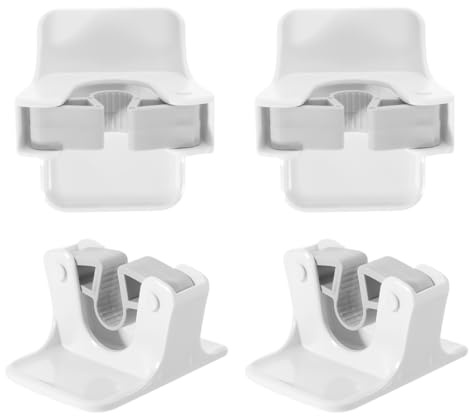 Amosfun 4Pcs Broom Holder Wall Mount Mop Grippers No Drilling Anti-Slip Mop Handle Hanger Self Adhesive Dustpan and Broom Organizer Rack