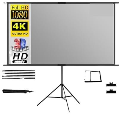 Projektorduk Projektionsduk Med Stativ Grå Anti-Light 60 84 100 120 Tum for Hemmabio Utomhus 4K HD Bracket Projektorskärm för hemmabio, bio, inomhus och utomhus(120 inch)