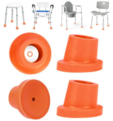 supregear Benskydd till Duschstol, Kraftiga Sneda Ersättningsdelar 1 tum/25mm, Gummitoppar för Badbänkar och Stegar, Halkfria Sugfötter med Extremt Grepp, 4-Pack, Orange