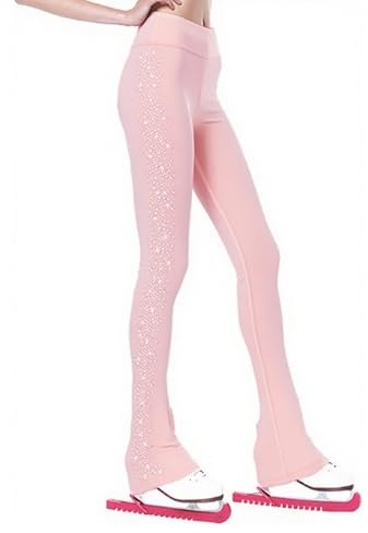 LIUHUO Figure Skating Pants Girls Training Wear Quality Crystals Pink Child Skating Leggings