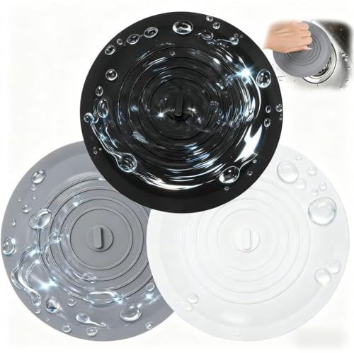 WOKICOR Juego de 3 Tapones de Drenaje de Silicona Universal, Tapón para Fregadero, Bañera, Lavabo y Ducha, Impermeable, Antideslizante, Reutilizable, Sin BPA y Antiolores