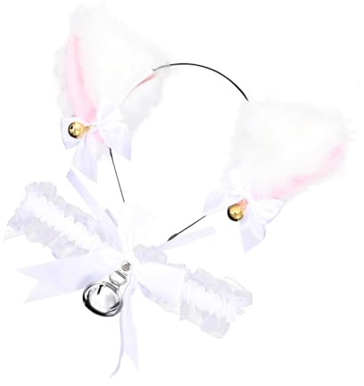 Gatuida Collar Diadema de Campana y Orejas de Gato para Fiesta Tocado Orejas de Gato y Lazo para Cosplay Femenino Gargantilla Cascabel