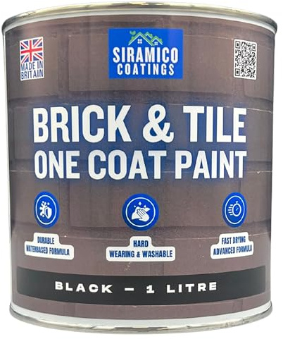 SIRAMICO COATINGS BRICK & TILE PAINT | BLACK - MATT (Black, 1 Litre)