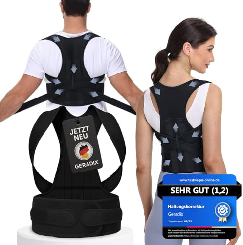 GERADIX Haltungskorrektur Damen Herren Rückenstützgürtel Haltung Korrektur Gurt Back Posture Corrector Verstelbare Haltungstrainer Rückengurt für Schulter Nacken (XXL)
