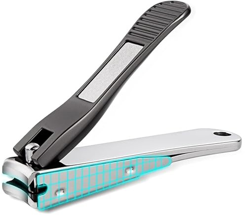 Cortadora resistente profesional de uñas de acero inoxidable con receptor para hombres y mujeres, acero inoxidable, Negro