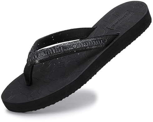 ARRIGO BELLO Chanclas Mujer Verano Chancletas Piscina Sandalias Brillantes Strass Zapatos Antideslizante Duraderas Cómodas Elegantes Esterilla Yoga Flip Flops Talla 36-41