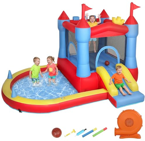 AIYAPLAY Castello Gonfiabile per Bambini 4 in 1, 3-8 Anni, 342x255x209 cm