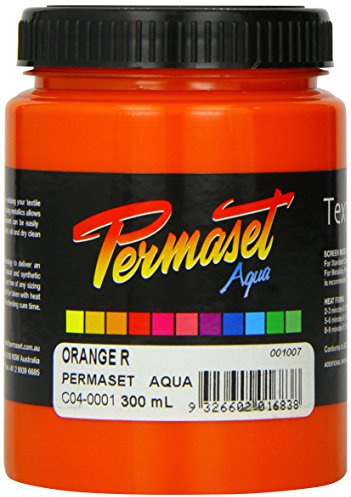 Permaset Aqua Standard 300ml Orange - Screen Printing Ink for Fabric - Ideal Screen Printing Kit for Home Office, Starter Kit, Fabric Paint, Screen Printer and Other Fabric Ink