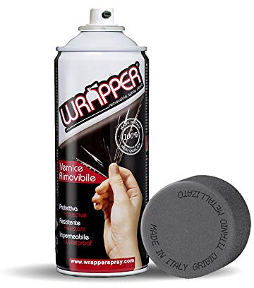 4R Quattroerre.it 16451 Wrapper Spray Grigio Titanio Metallizzato | Vernice Removibile per Carrozzeria | Pellicola Spray Protettiva UV e Anti-Graffio | Wrapping Liquido Made in Italy