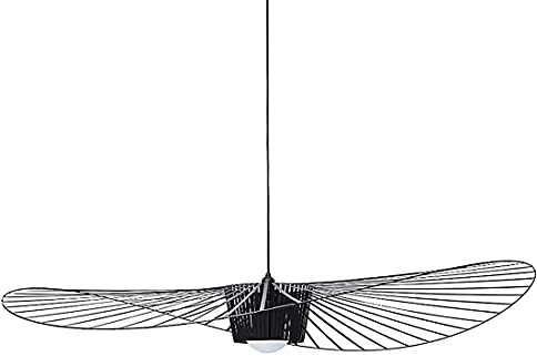 GLZXMQBP Vertigo Lampe 80cm Schwarz Retro Pendelleuchten, Modern LED Kronleuchter Wohnzimmer Vintage Hut Kreative für (einstellbare Lichthöhe) in Fiberglas + Polyurethan