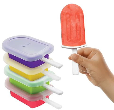 Tovolo Stackable Popsicle Molds with Sticks 4 Pack Reusable Silicone Homemade Pop Maker Mold for Kids Toddlers BPA Free, Mess Free Easy Clean Drip Free Dishwasher Safe Popsicle Molds with Sticks