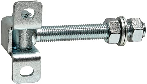 Lot de 2 charnières de portail réglables avec tôle à visser galvanisée courbée (2, M12-G)