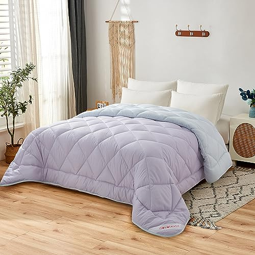 NH NOVOTEXTIL HOGAR Edredón Relleno Nórdico Cama 90 (180x270), Edredón Bicolor de Fibra 350 gr/m² - Nórdico Invierno Suave, Ligero, Reversible y Transpirable (Purpura/Ice)