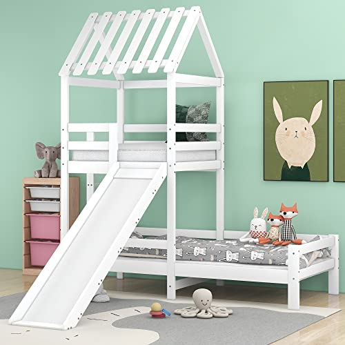 KecDuey Cuna infantil de 90 x 200 cm, cuna con escalera en ángulo recto, cama con techo, cama de juego con protección contra caídas y rejilla