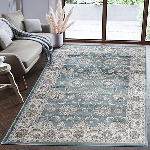 Mazovia Tappeto Corridoio 80x150cm Blu Classico Morbido Facile da Pulire | Tappeto per Ingresso Cucina Ufficio Soggiorno Camera da Letto Resistente Ai Detergenti Riscaldamento a Pavimento Pelo Corto
