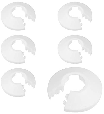 6pcs Water Pipe Covers 15mm Plastic Radiator Collar - White Sleeves for Heating Pipes Decoration, 15mm Diameter