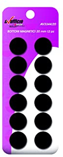 Alevar 12 Botones magnéticos para Tablero de Oficina, imanes de Nevera, diámetro 20 mm, Color Negro