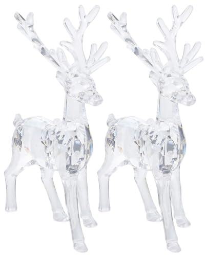 DEARMAMY 2 Pièces Acrylique Noël Rennes Ornements Arbre De Noël Renne Ornement Noël Clair Wapiti Ornement Acrylique Renne Cerf Figurine Décor De Noël Décor À La Maison