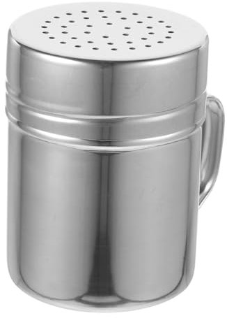 MUCKLILY Dispensador Acero Inoxidable Con Tapa y Mango Agitador Polvo Azúcar y Cacao Para Cocina y Café Tarro Especiero Mediano Resistente y Fácil Limpieza