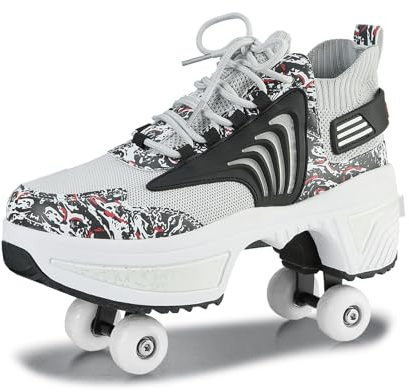 Rullskridskor, skor med hjul, skateboardskor, inline-skridskor, justerbara damskor med hjul för flickor