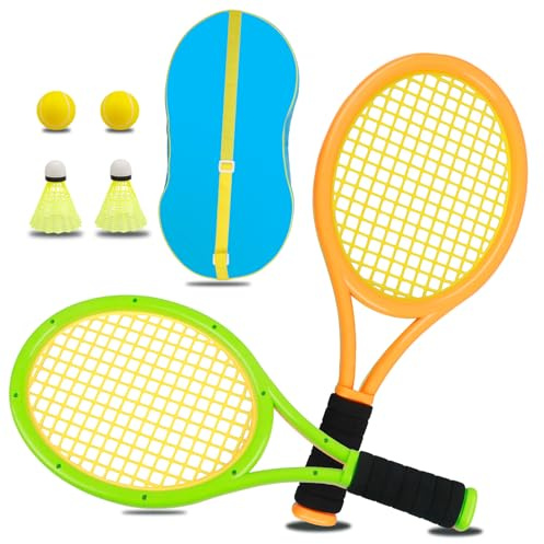 Nileatry Racchetta da tennis per bambini, una racchetta adatta per bambini. Il set include 2 palline di spugna e 2 palline da badminton.