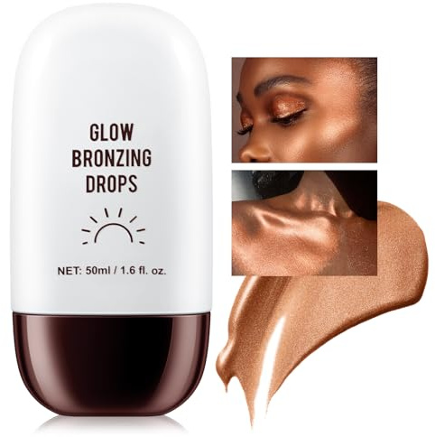 Boobeen Maquillage Highlighter liquide, Highlighter Bronzer Glow Illuminator pour le visage et le corps, mélangeable, Bronzage éclatant, Crème scintillante, Finition éclat durable