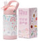 pluseight Kinder Isolierte Wasserflasche mit Strohdeckel, 350 ml BPA-freie Doppelwand Vakuum Tumbler 18/8 Edelstahl Leck Proof Kinder Tassen mit Stroh für Schule Reise Jungen Mädchen (Regenbogen)