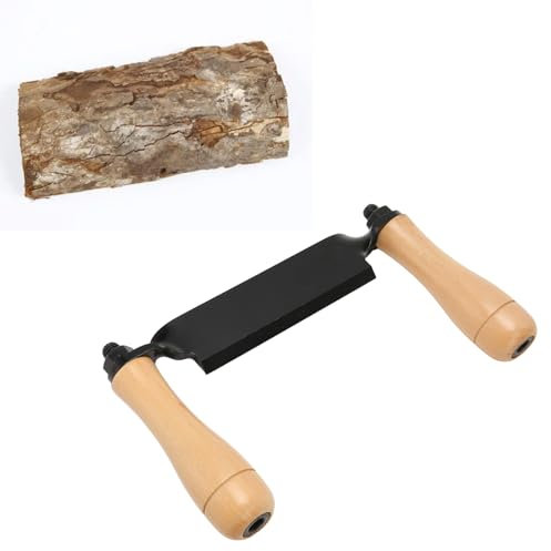 Bark Straight Draw Knife, Steel Blade High Hardness Draw Shave Tool Polished Debarking Tool with Wooden Handle for Log Wood Furniture