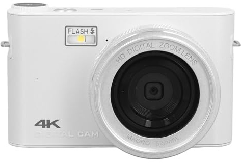 4K Digital Camera, Auto Focus Digital Camera 64MP MP3 -spelare för Live Streaming (Vit)