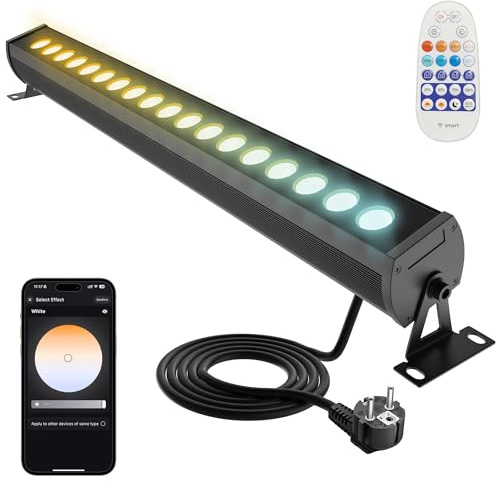 Yotivki Faretto LED da 50 cm, 36 W, con controllo remoto e app Bluetooth, 8 modalità, impermeabilità IP66, dimmerabile, luce per feste, bar, discoteca