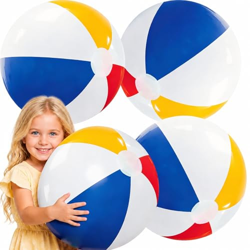BCWATERFUNPD Beach Ball - 20 Inch (51cm) Beach Balls Inflatable rainbow Pool Toys for Party Supplies Beach Toys for Summer parties & decorations 4 Pack pool balls