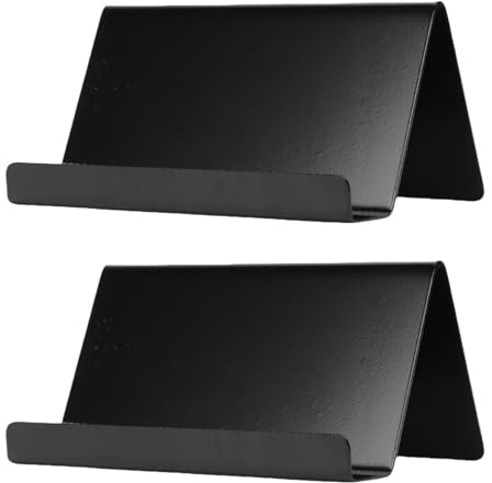 Asixxsix Visitkortshållare i Rostfritt Stål, 2-pack Svart Metallnätkortsställ för Skrivbordskontor, Visitkortshållare med öppen Design för Enkel åtkomst och Full Display