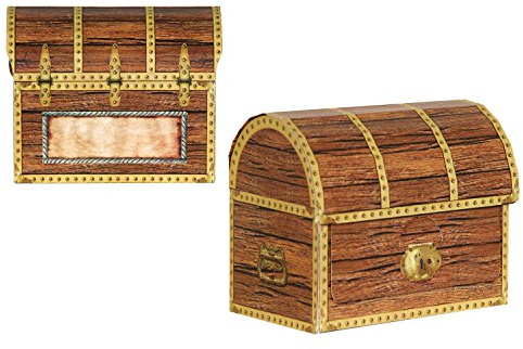 Beistle 50368 Party Supplies Pirate Treasure Chest Favour Boxes, Paper, Multicolor
