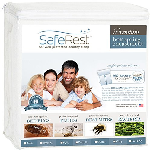SafeRest Premium 9 Thick Box Spring Encasement - Waterproof - Breathable, Noiseless, Vinyl Free - Fits Up to 9 - Queen