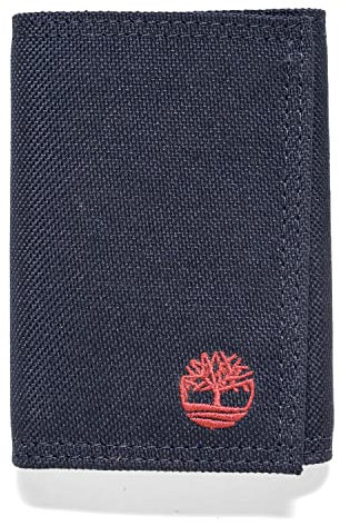 Timberland Billetera de nylon triple para hombre, Azul marino/flor y brillo, talla única