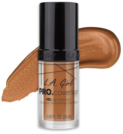 L.A. Girl Pro Coverage Liquid Foundation, Warm Caramel, 0.95 Fl Oz