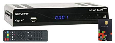 Servimat Vega Récepteur Satellite HD + Carte TNTSAT Astra 12 V/220 V Noir