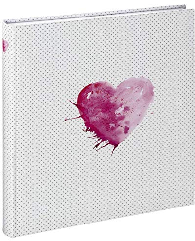 Hama Fotoalbum Herz-Motiv 29x32 cm (Hochzeitsalbum mit 50 weißen Seiten Fotobuch für 250 Fotos im Format 10x15, Album zum Einkleben und Selbstgestalten) weiß/pink