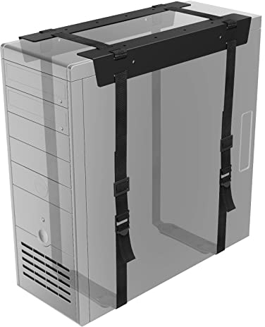 BONTEC Verstellbare PC Halterung, Computerhalterung Untertisch, CPU-Halterung unter Schreibtisch, Verstellbare Riemen für bis zu 180CM- PC Halterung Untertisch, Legierter Stahl, desktop