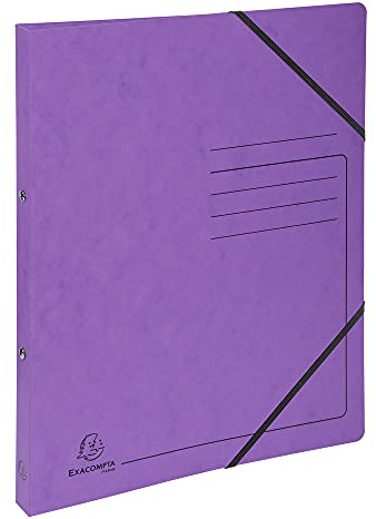 Exacompta - 542558E - 1 Raccoglitore in Cartoncino Lustré Stampato 355 g/mq - Chiusura con Elastici Angolari - 2 Anelli Tondi da 15 mm - Dorso 20 mm - F.to Esterno 25x32 cm per A4 - Viola