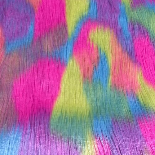 FabricLA Shaggy Faux Fur Square - 6 X 6 Inches Pre-Cut - Use Fake Fur Fabric for DIY, Craft Fur Decoration, Fashion Accessory, Gnome, Hobby - Pastel Patch