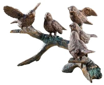 IDYL Bronze-Skulptur 5 Vögel auf AST 19x19x29 cm
