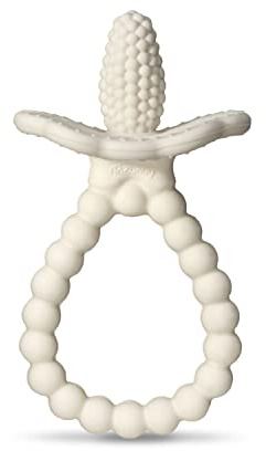 RaZbaby RaZberry Plus Baby Teether – Easy-to-Hold Toy for Front & Back Teething Relief, BerryBumps Texture for Sensory Development, Soothes Sore Gums, BPA-Free, Great Gift for Babies 3M+ – White