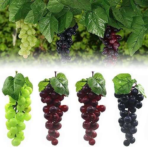 Guador 4 grappoli di grappolo d'uva artificiale, frutta artificiale di plastica frutta finta frutta puntelli uva decorativa Natale casa cucina decorazione della festa nuziale grappolo d'uva