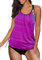 Dokotoo Tankini Damen Bauchweg Bademode Set Zweiteiliger Badeanzug Push up Gepolstert Tankinis Oberteil mit Slip, Rose, XL